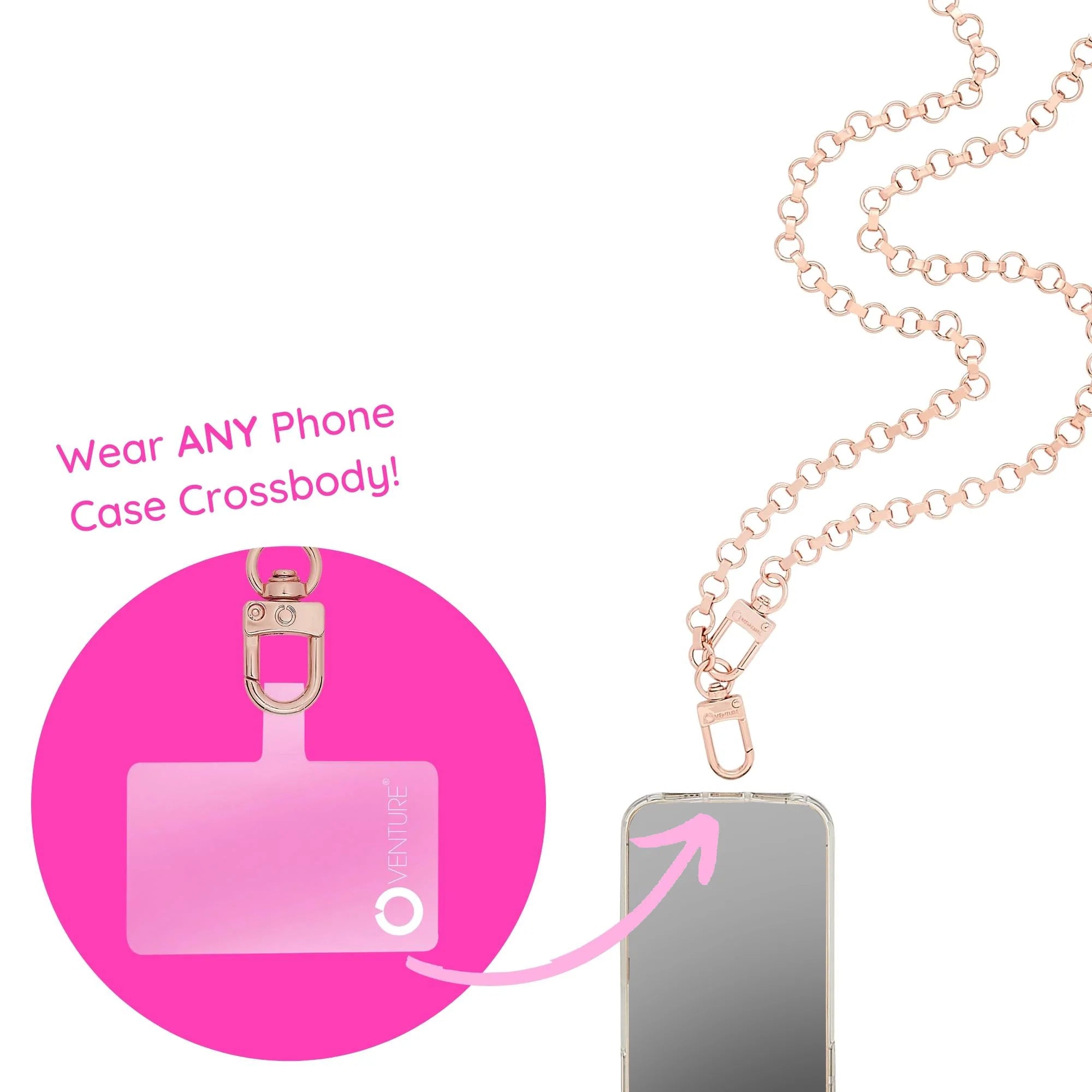 Hook Me Up Hands-Free Phone Crossbody Chain - Rose Gold