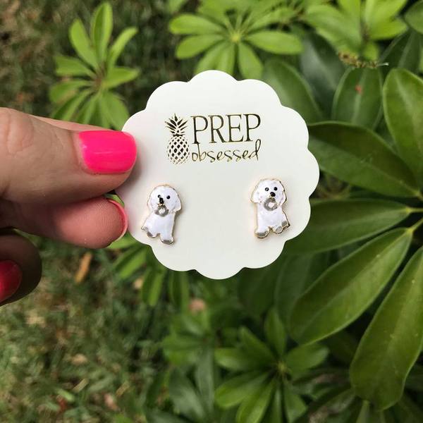 Signature Pet Enamel Studs by Prep Obsessed - White Dog
