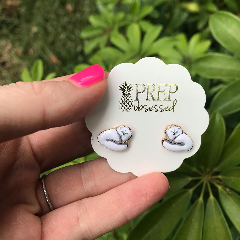 Signature Pet Enamel Studs by Prep Obsessed - Long Haired Cat