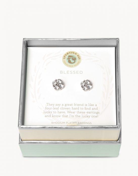 Sea La Vie Blessed/Clover Stud Earrings by Spartina - Crystal/Silver
