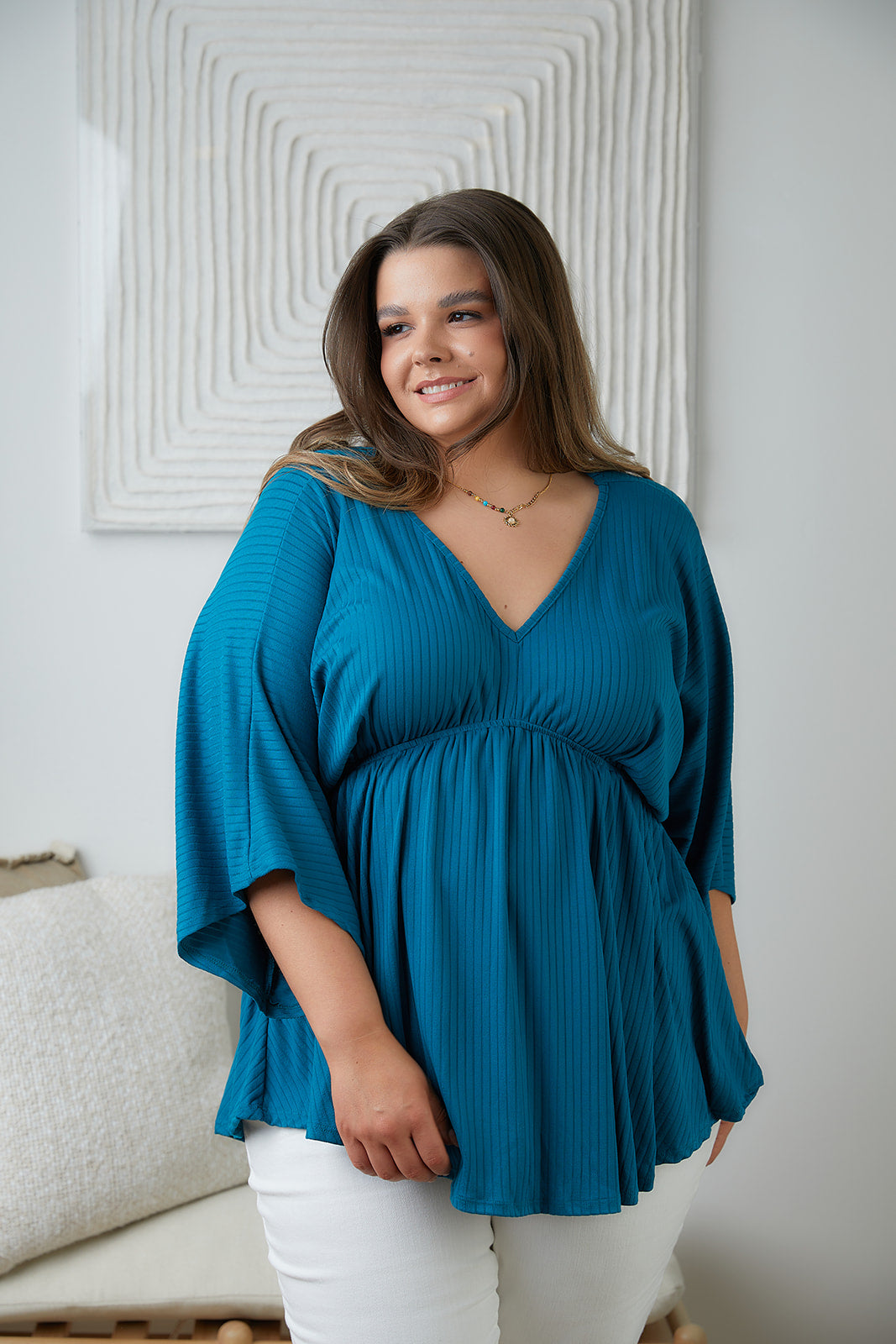Storied Moments Draped Peplum Top in Teal (Ships in 1-2 Weeks)