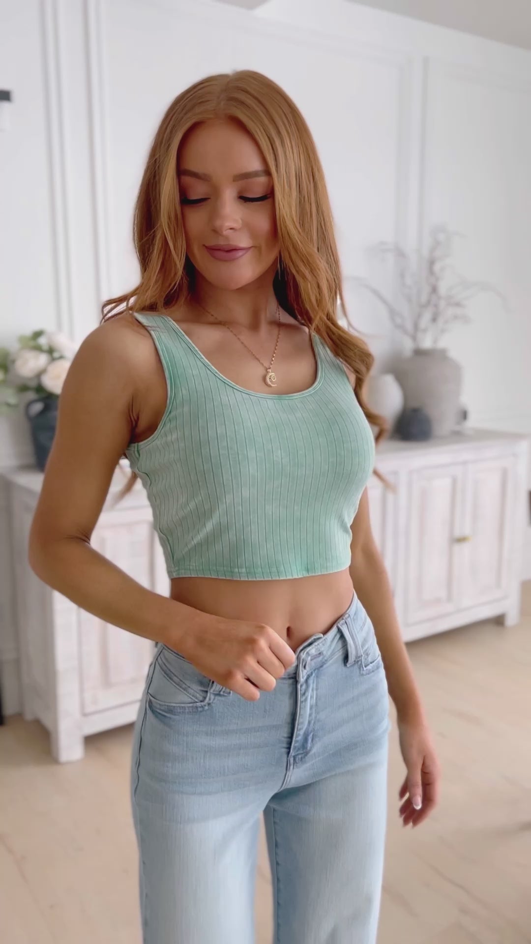 Get On My Level Cropped Cami in Mint