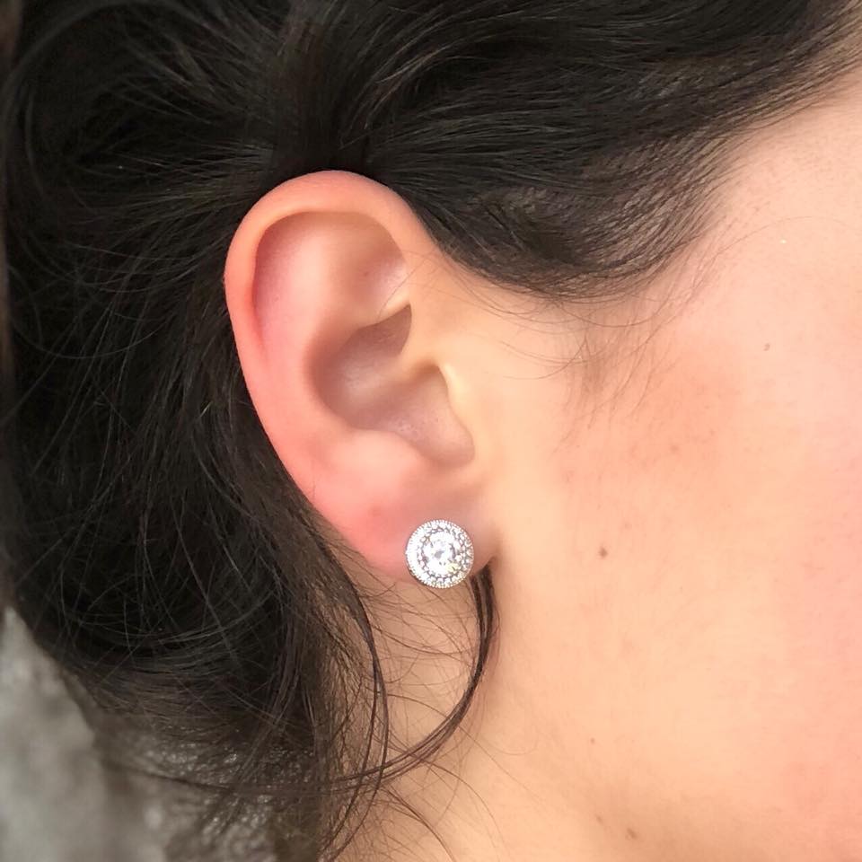 Cubic Zirconia Halo Studs