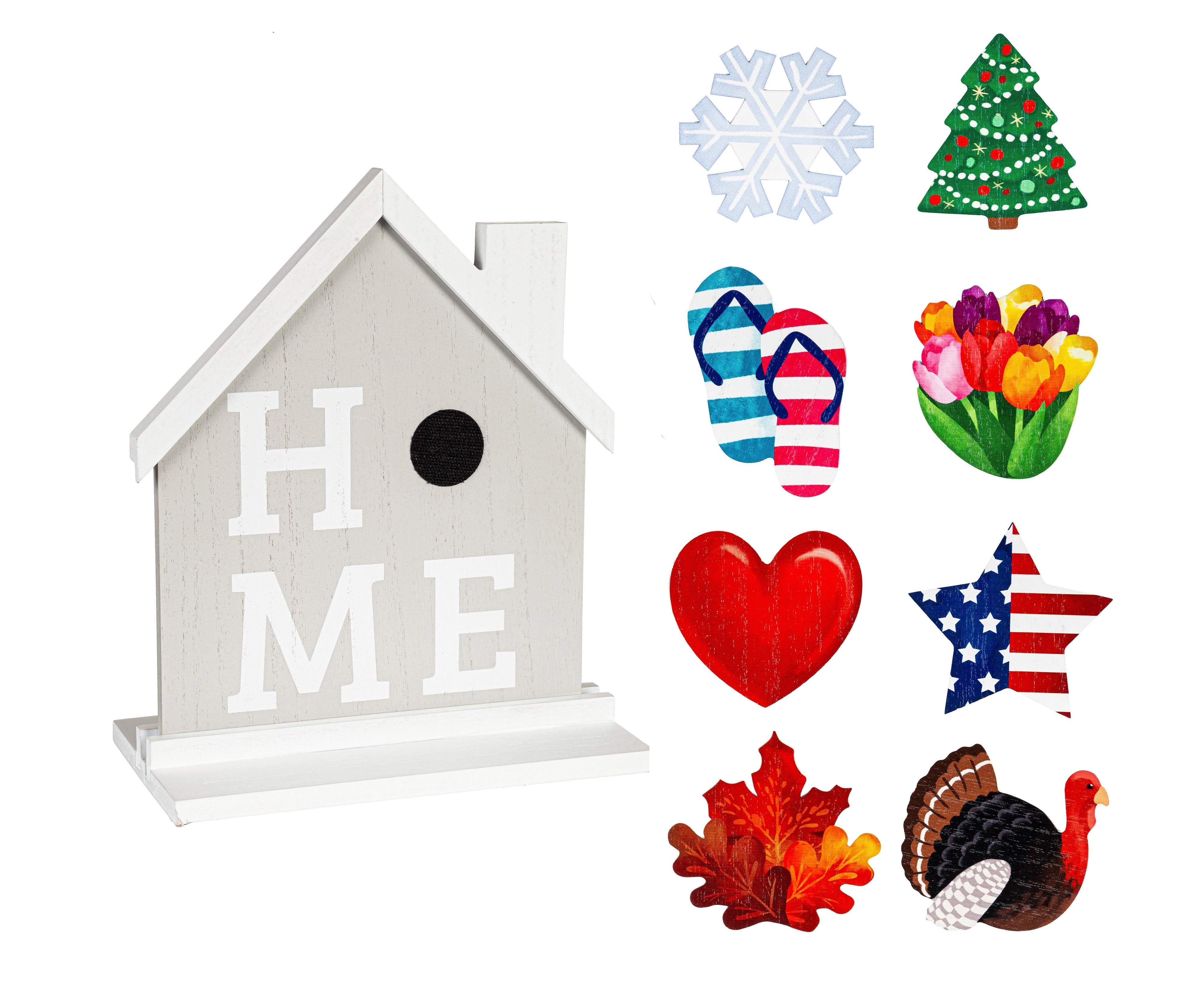 'Home' Sitter Sign With Interchangeable Seasonal Icons