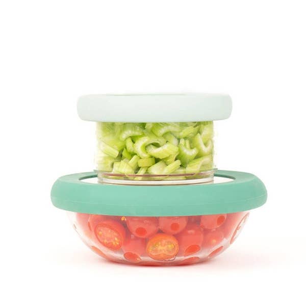 Flexible Silicone Glass Bowl Lid Set - Gradual Green