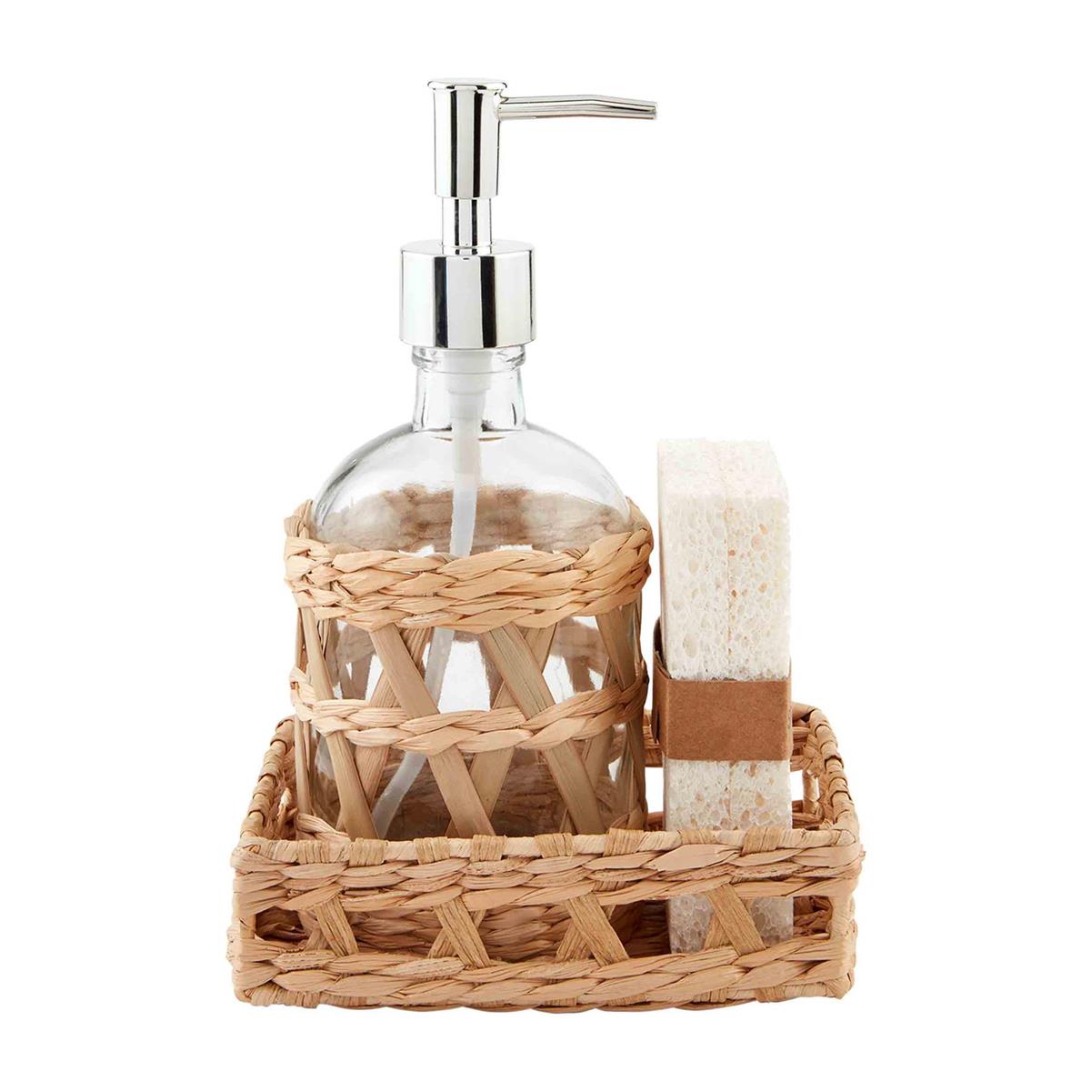 Woven Tray & Soap Pump Set by Mud Pie