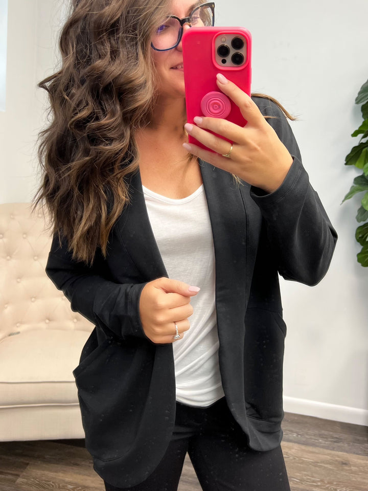 Missie Open-Front Cardigan - Deep Black