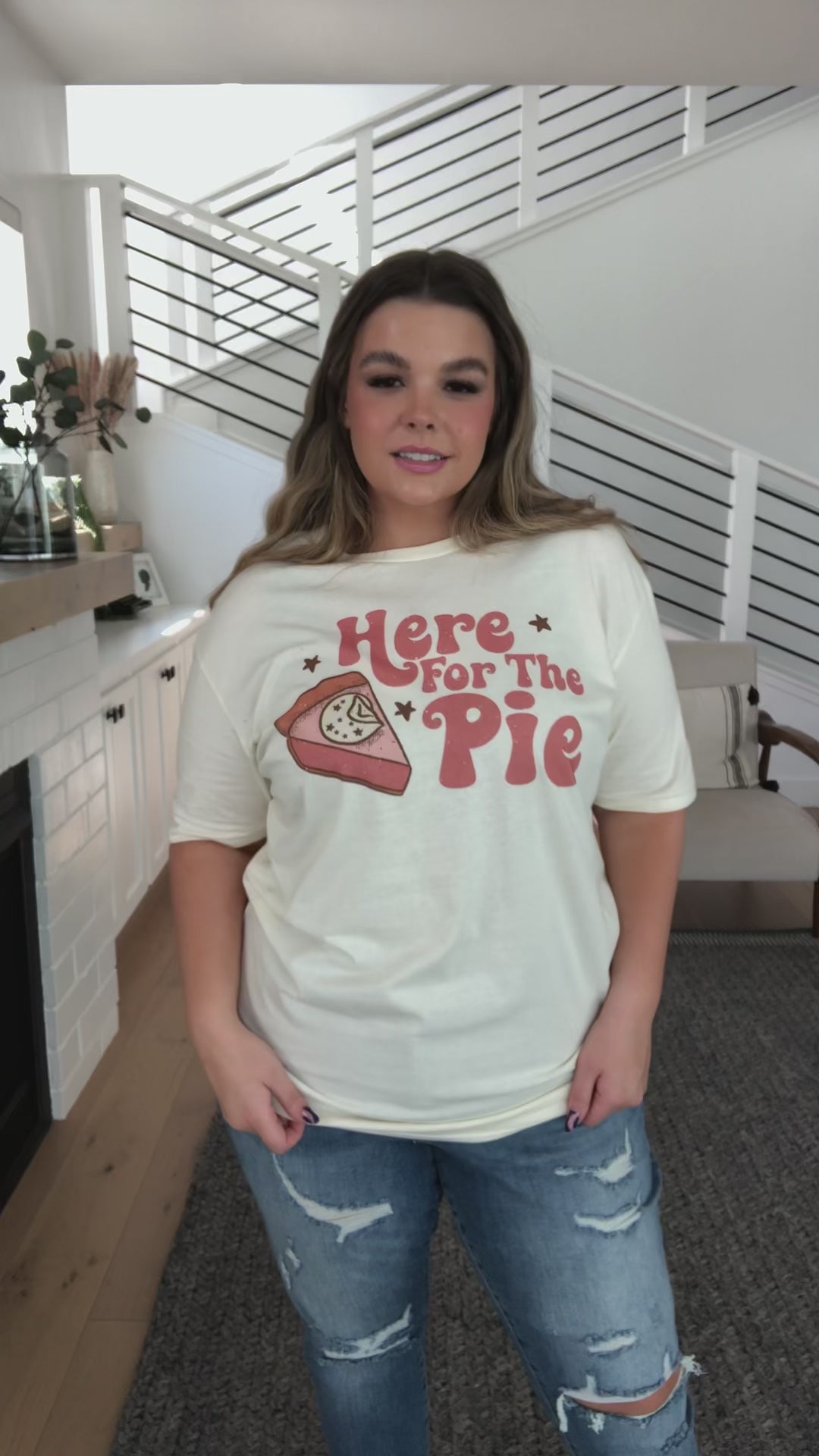 Here For The Pie Graphic T-Shirt In Cream