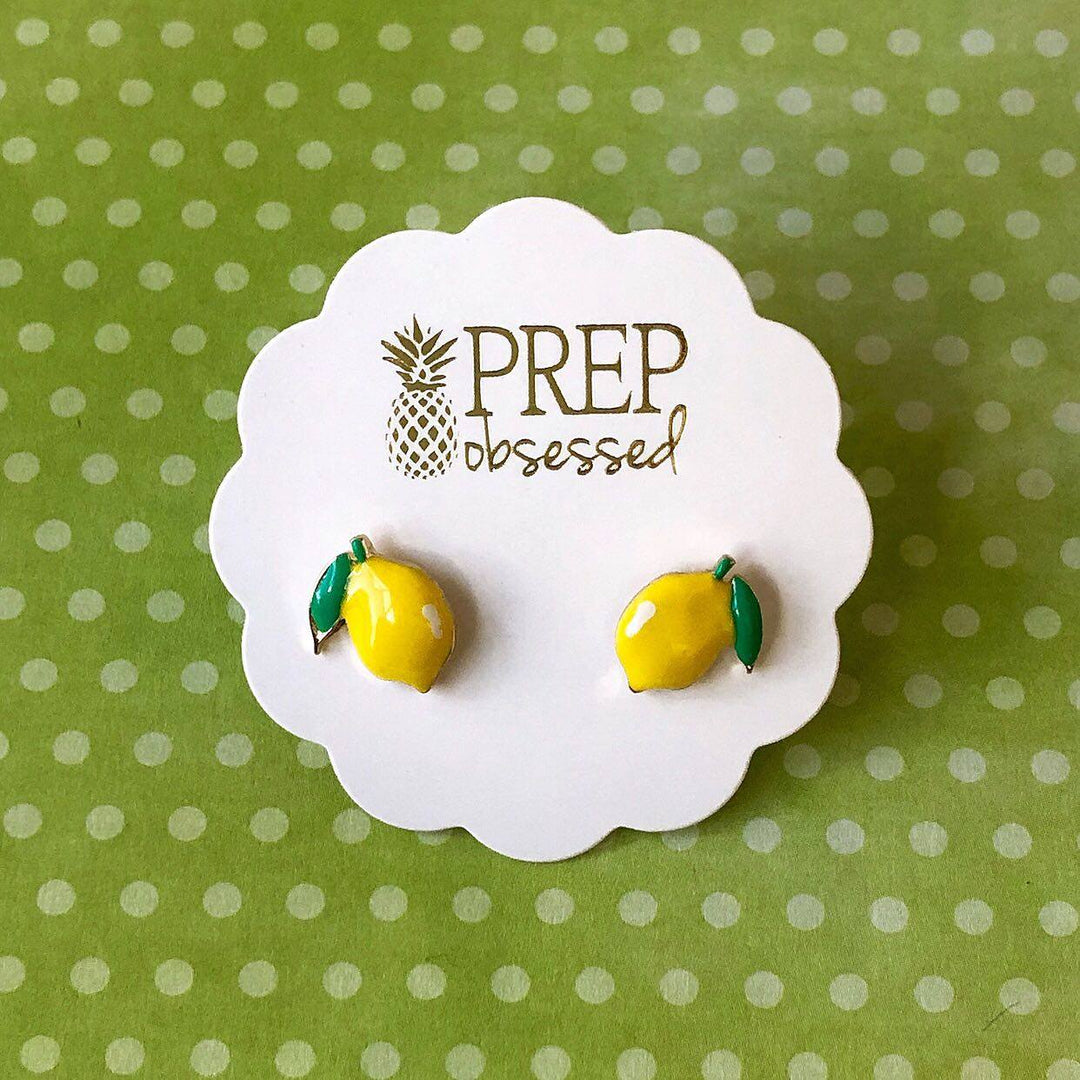 Lemon Signature Enamel Studs by Prep Obsessed