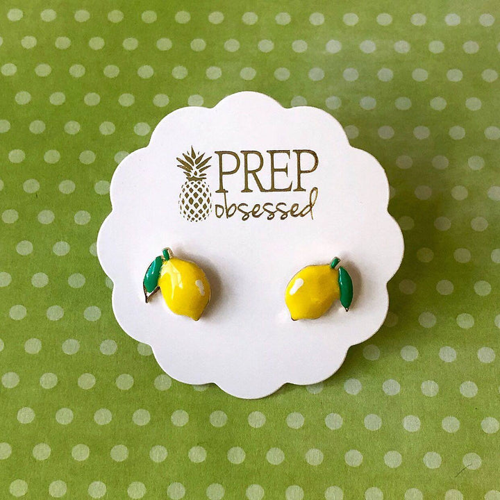 Lemon Signature Enamel Studs by Prep Obsessed