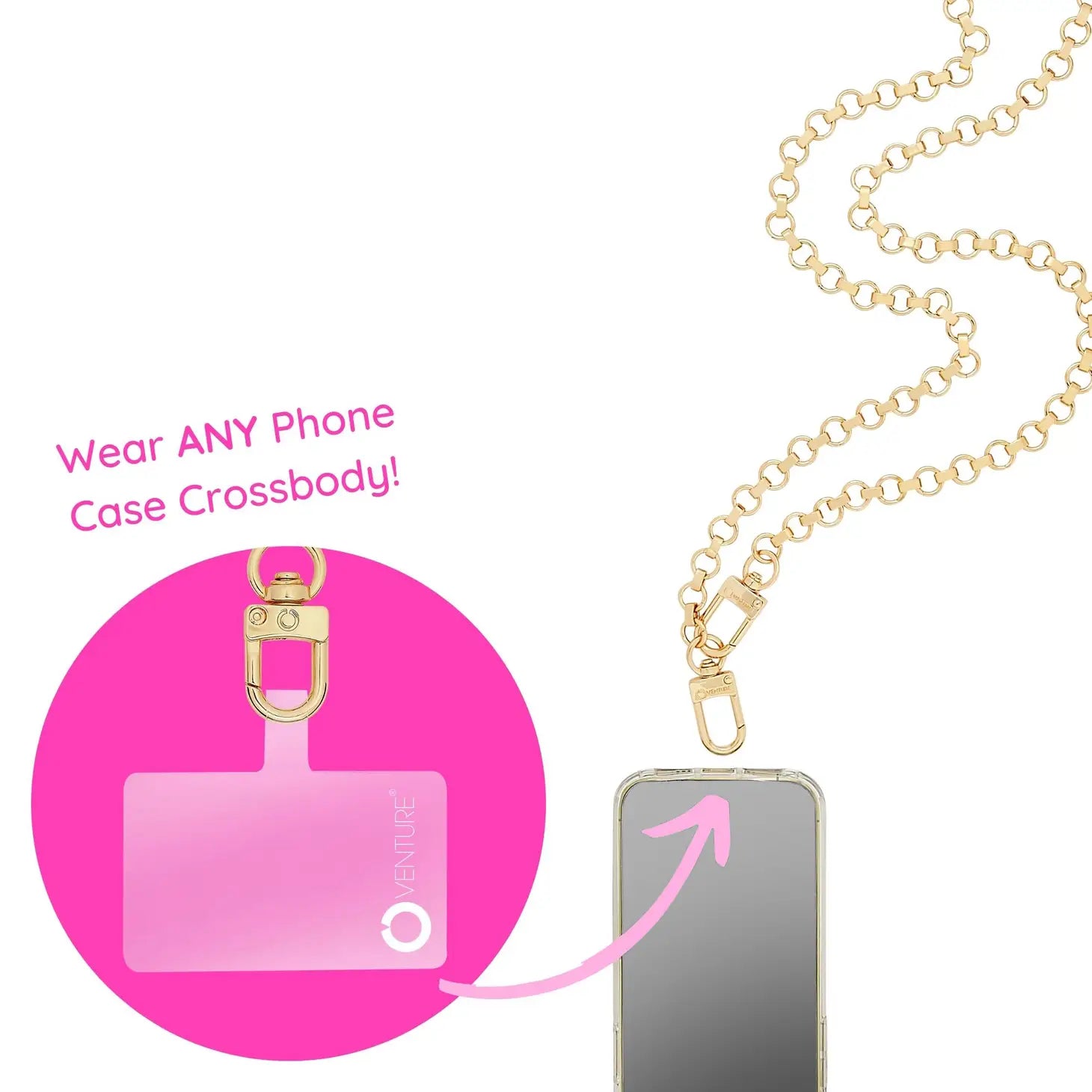 Hook Me Up Hands-Free Phone Crossbody Chain - Gold Rush