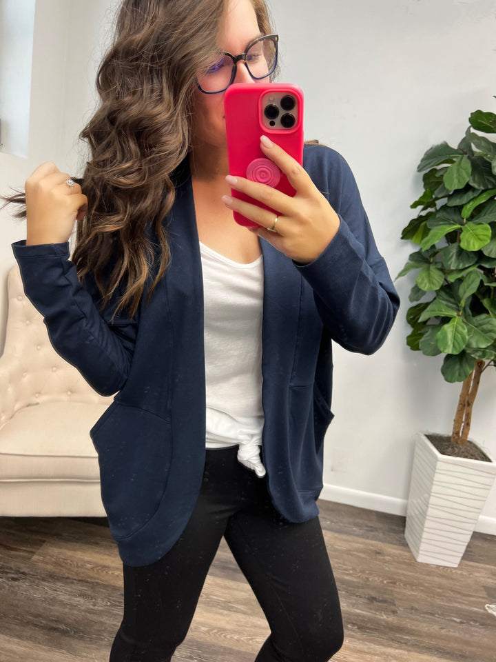 Missie Open-Front Cardigan - Navy Night