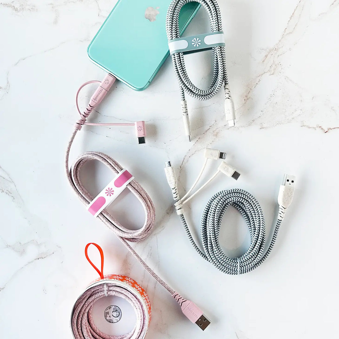 Eco Charge Long Range 6' Woven USB-C Cable - Pink