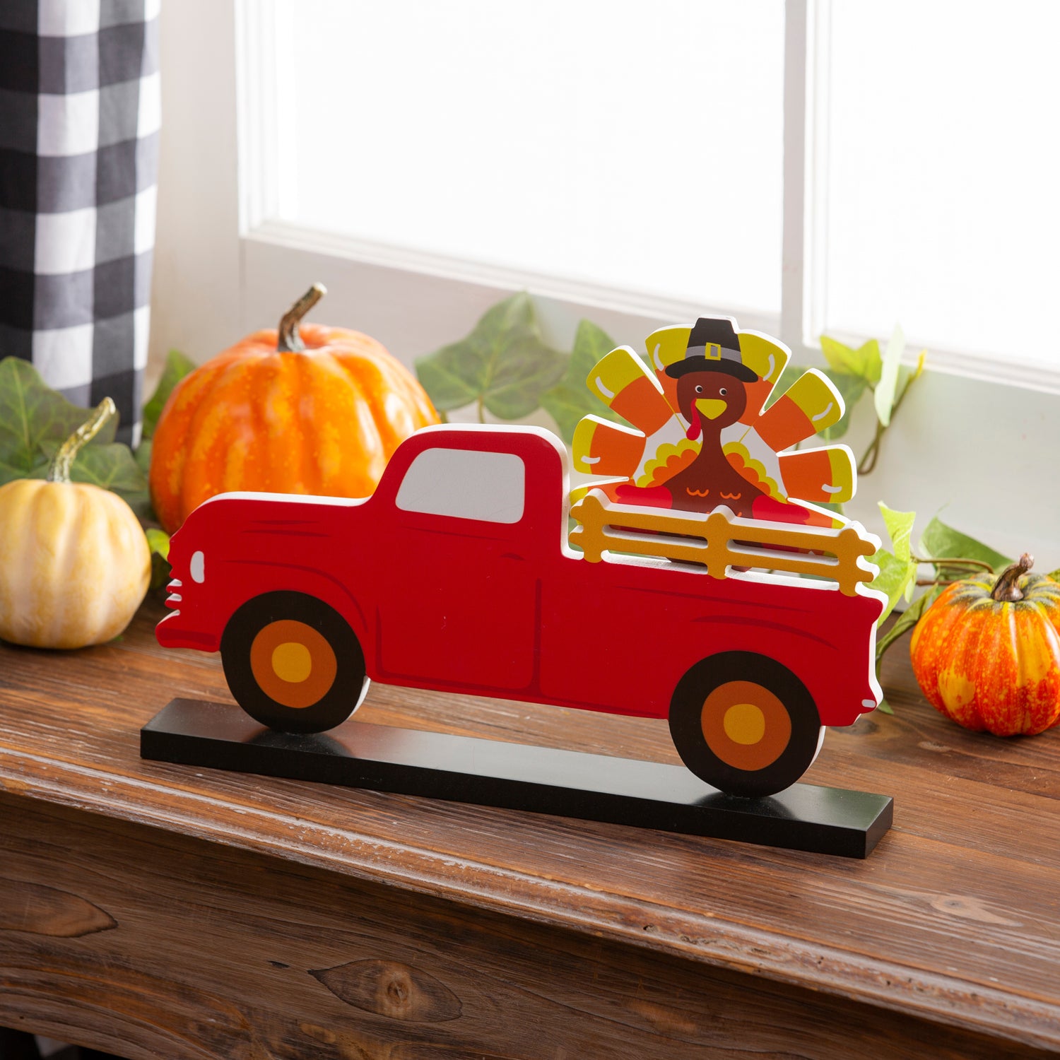 Red Truck Sitter Sign With Interchangeable Seasonal Icons