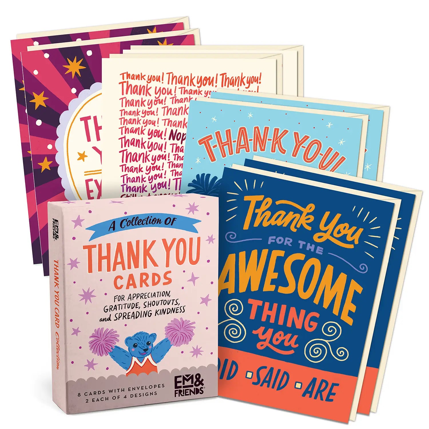 'Thank You' Box of 8 Gratitude Cards