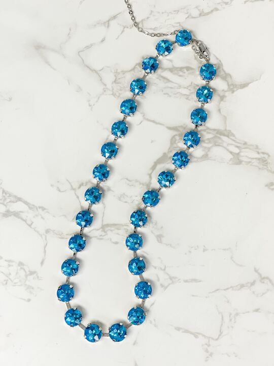 Chunky Glass Stone Necklace - Aqua