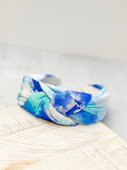 Mod Printed Jersey Top Twist Headband - Blue