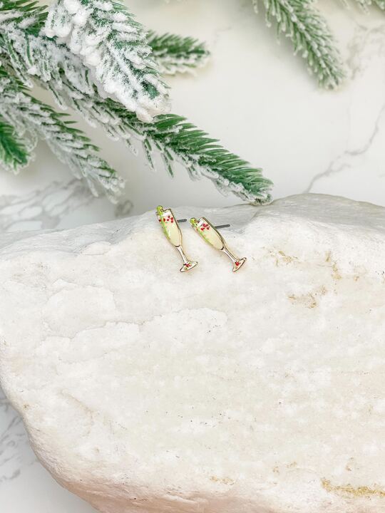 Christmas Bubbly Enamel Stud Earrings by Prep Obsessed