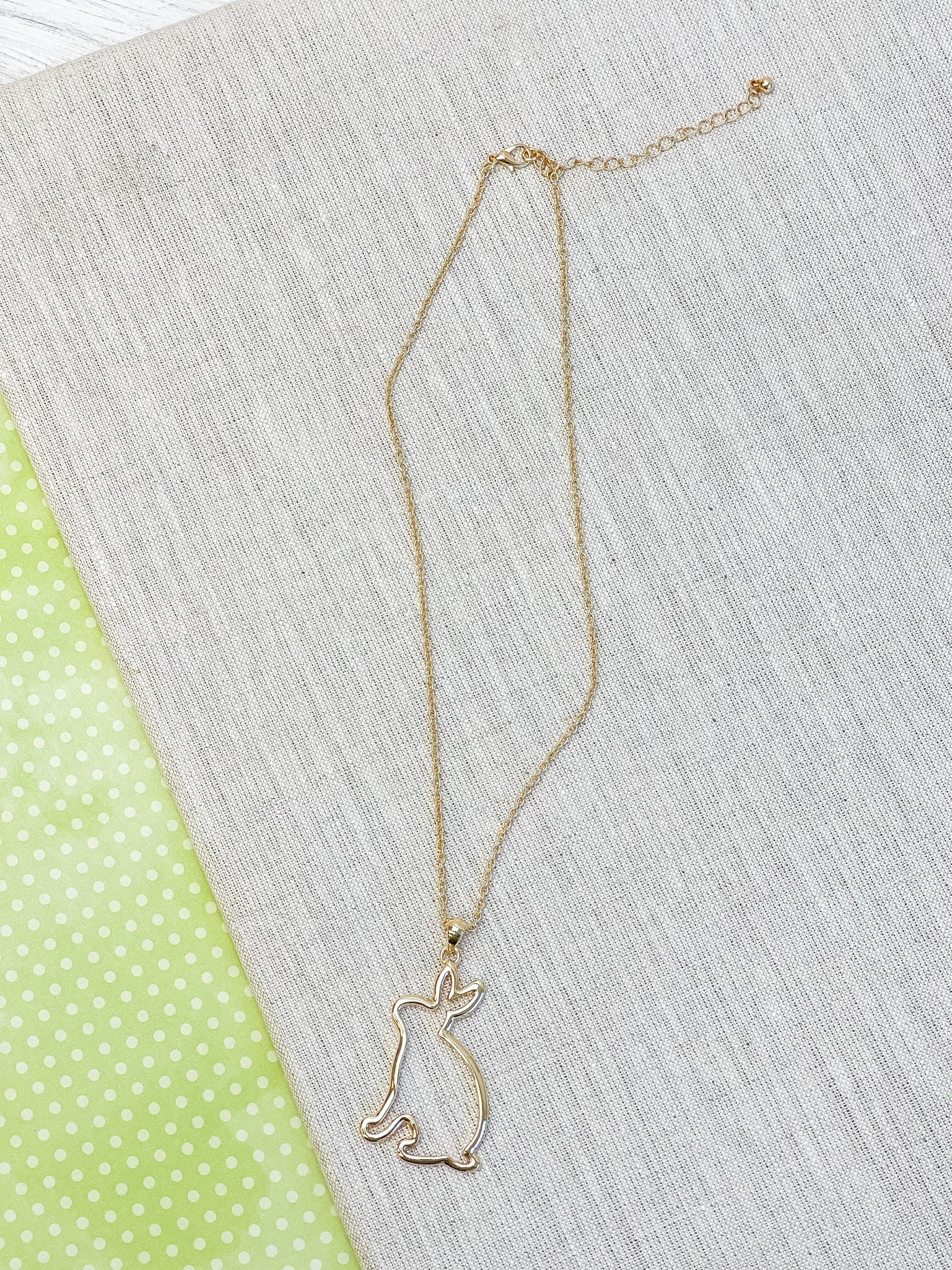 Bunny Cutout Pendant Necklace - Gold