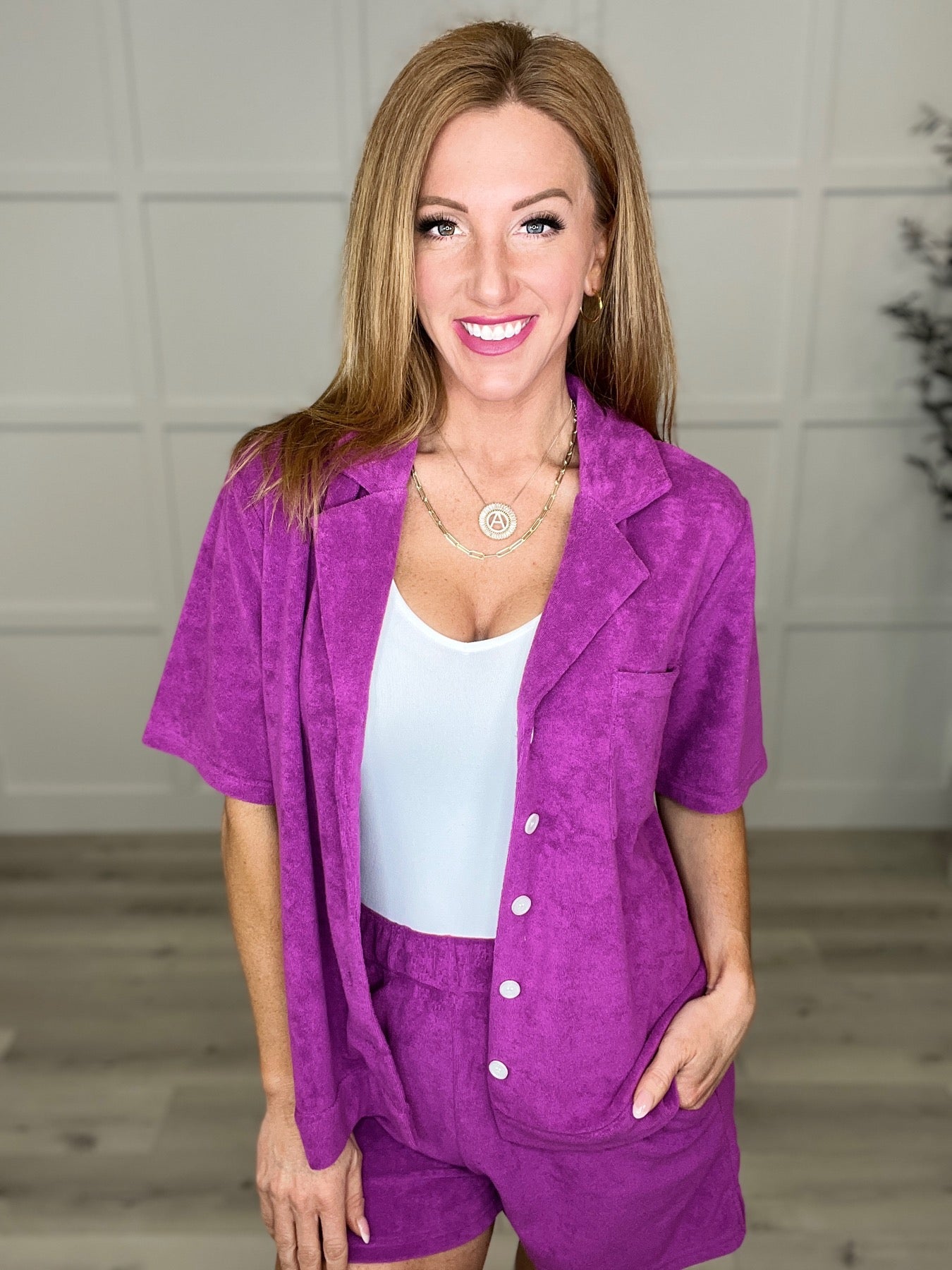 French Terry Button Down Top in 2 Colors