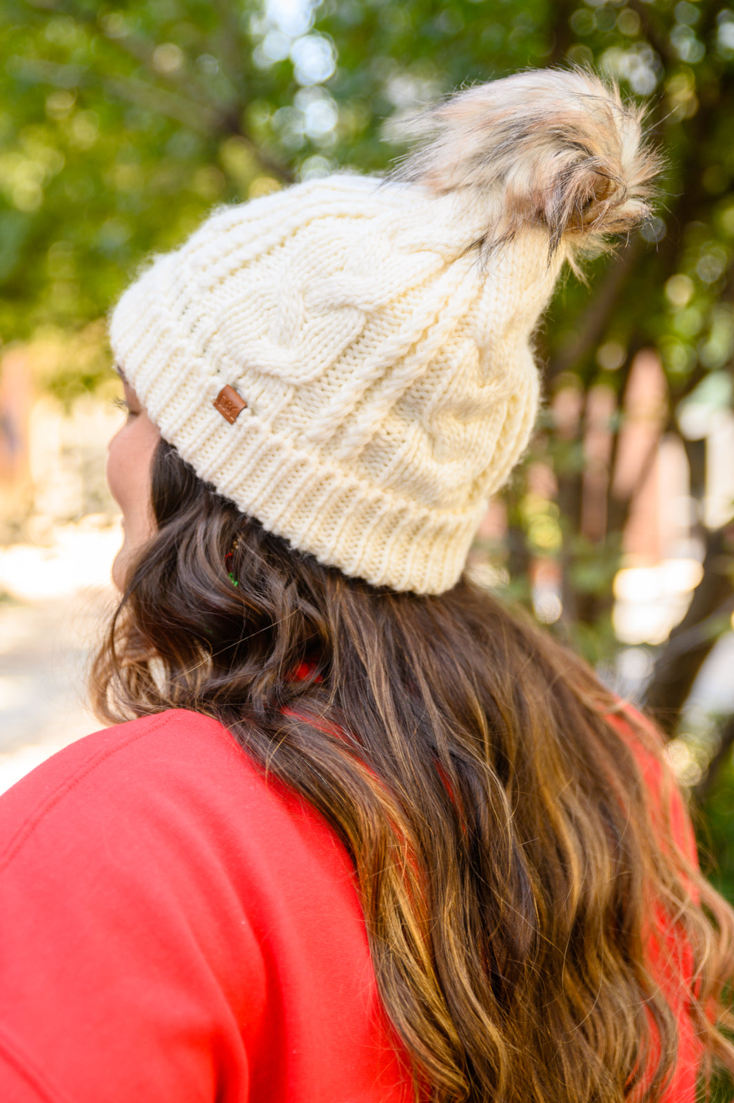 Cable Knit Cuffed Beanie In Ivory (Ships in 1-2 Weeks)