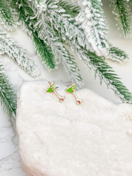 Christmas Martini Enamel Stud Earrings by Prep Obsessed