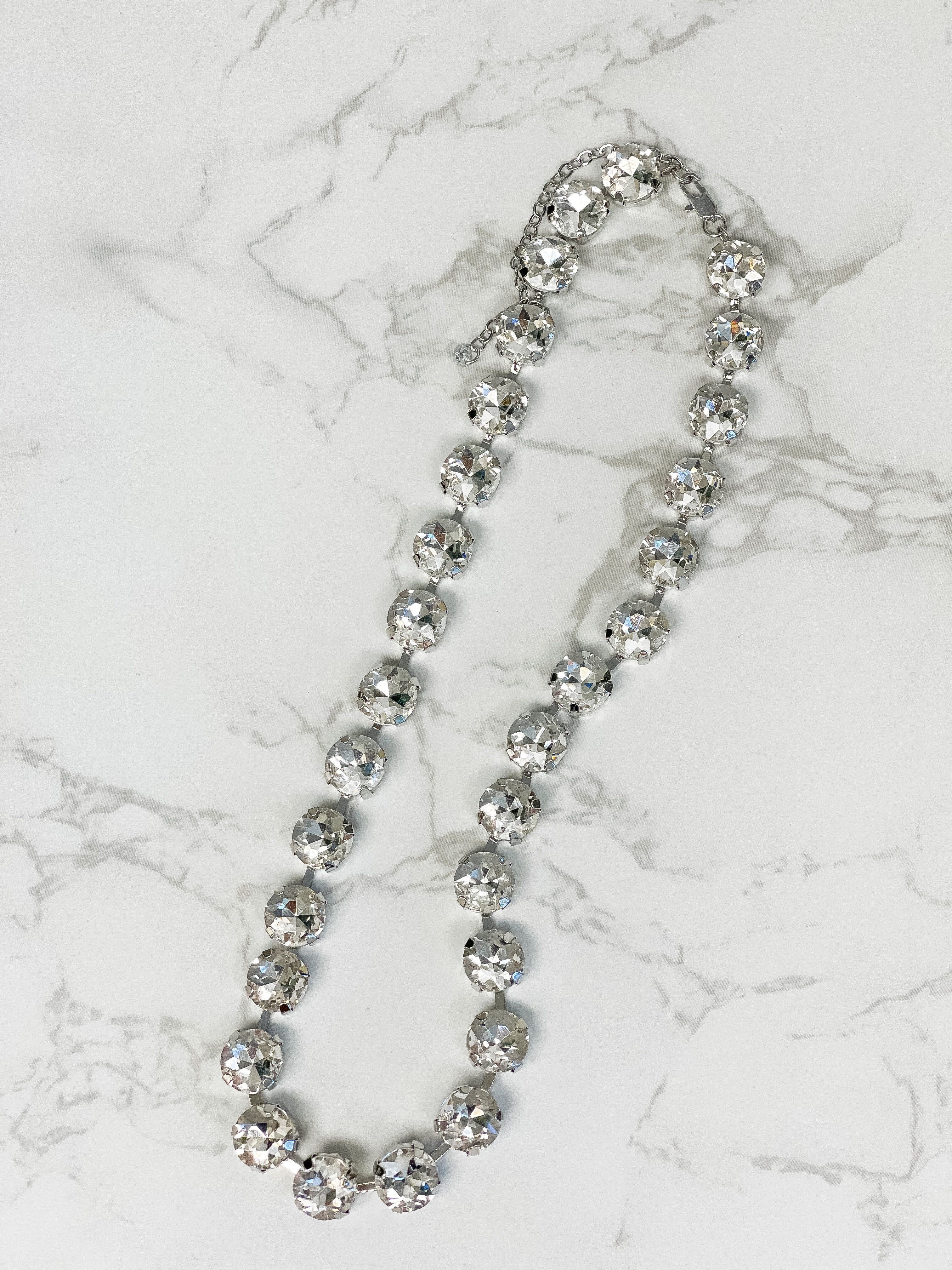 Chunky Glass Stone Necklace - Crystal