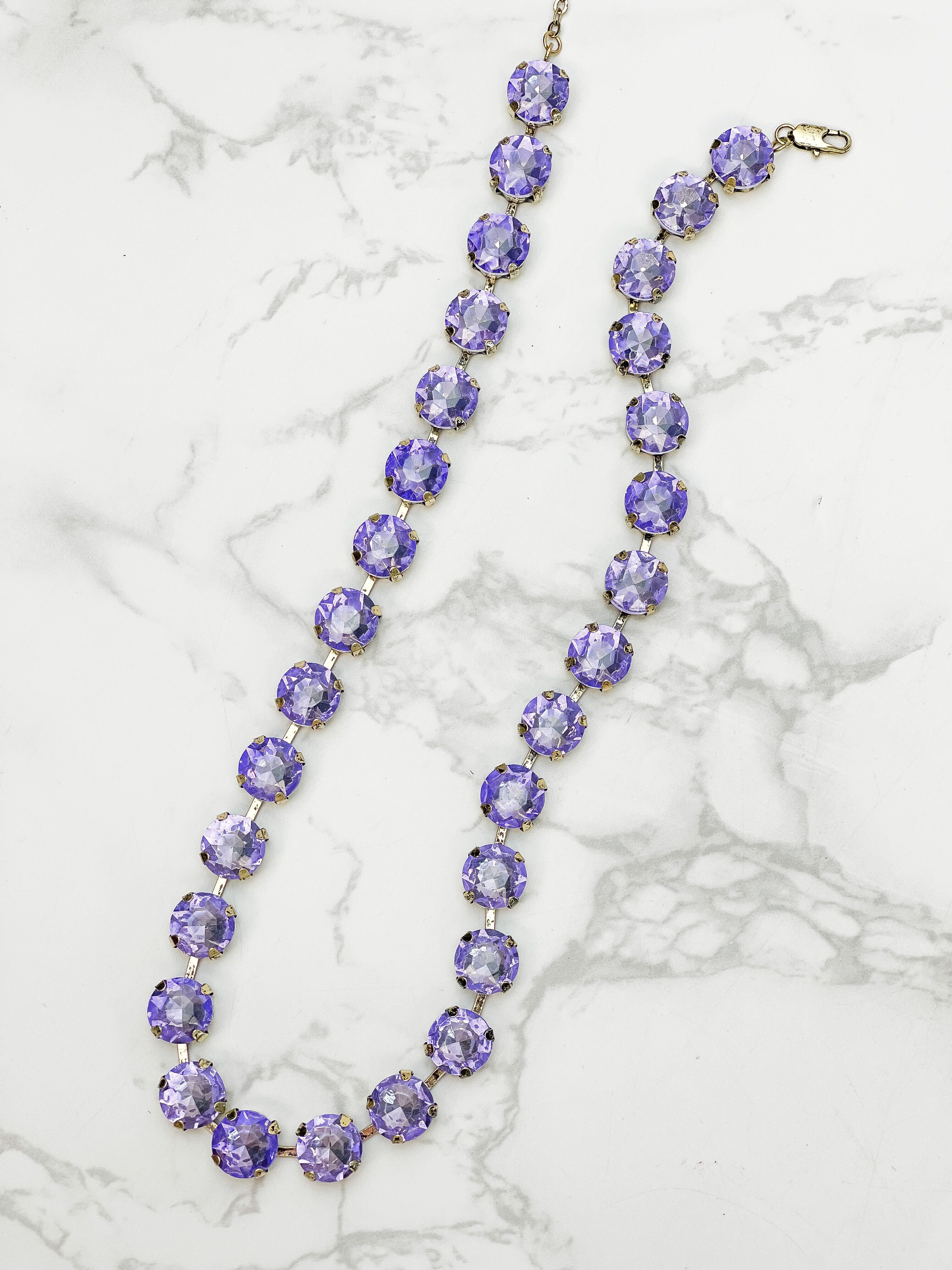 Chunky Glass Stone Necklace - Lavender
