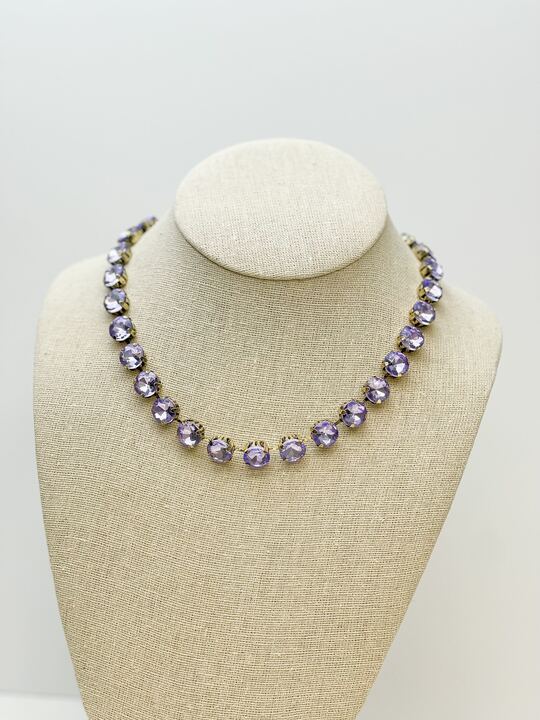 Chunky Glass Stone Necklace - Lavender