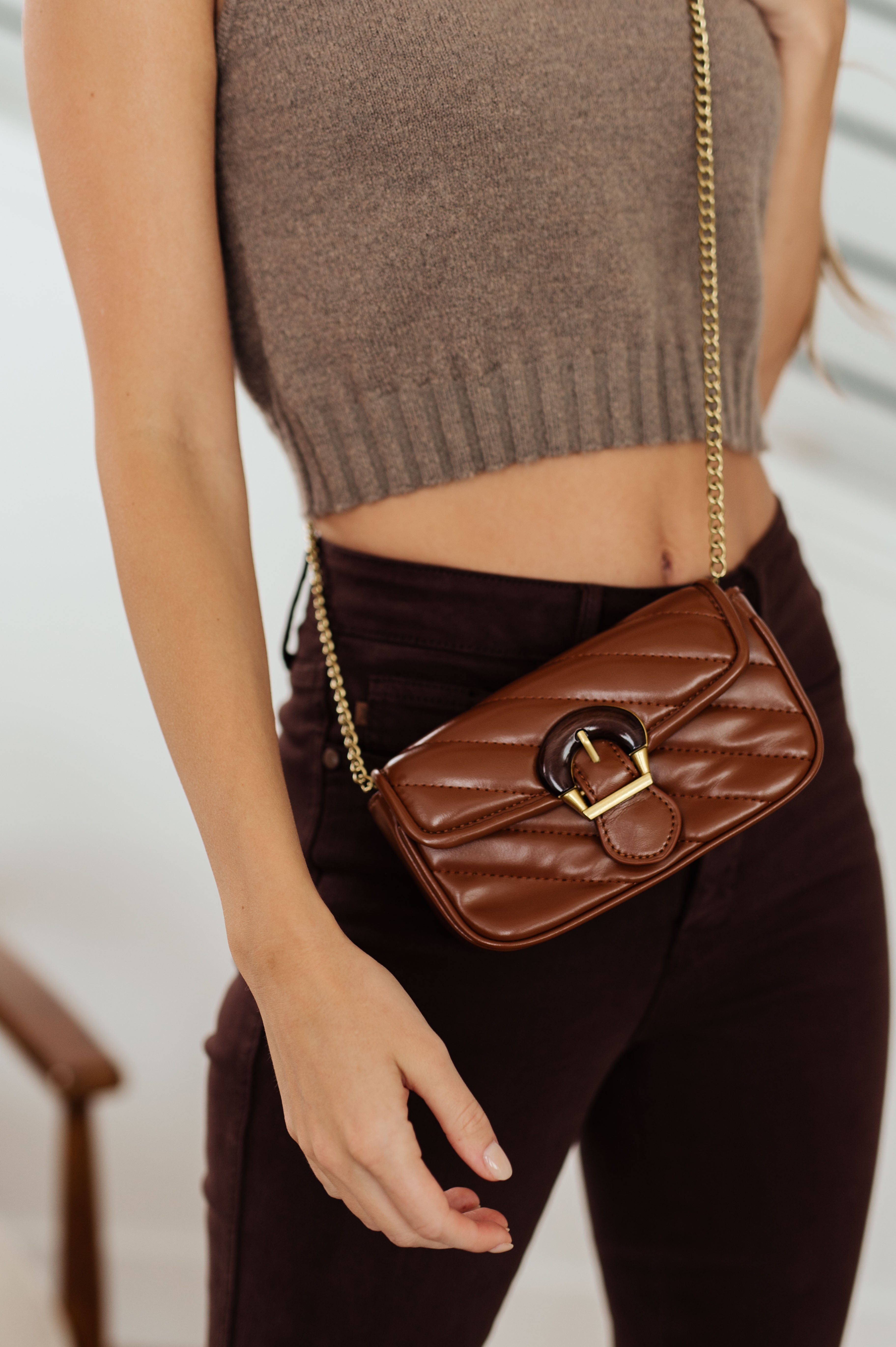 Classic Beauty Quilted Clutch in Brown - 2/9
