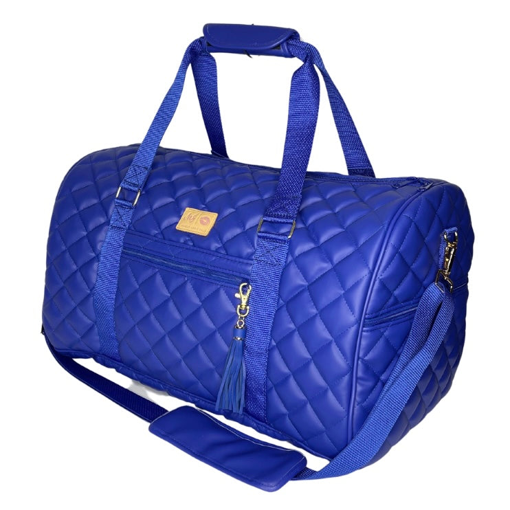 Live Takeover: Quilted Cobalt Duffel by Makeup Junkie (Ships in 4-5 weeks)