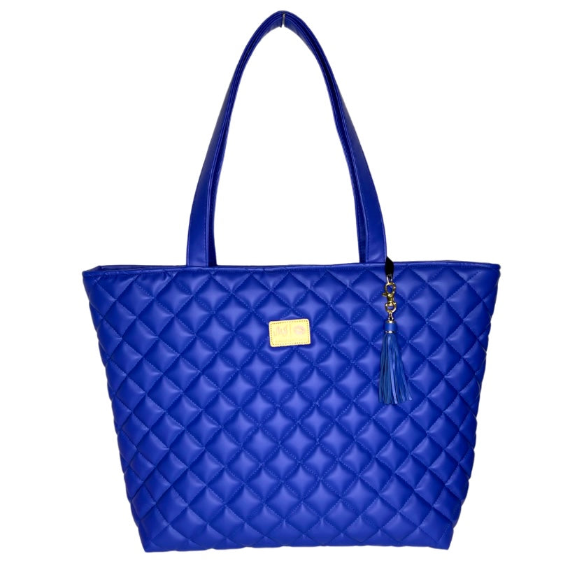 Live Takeover: Quilted Cobalt Tote by Makeup Junkie (Ships in 4-5 weeks)