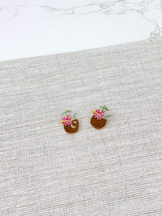 Coconut Drink Signature Enamel Studs by Prep Obsessed