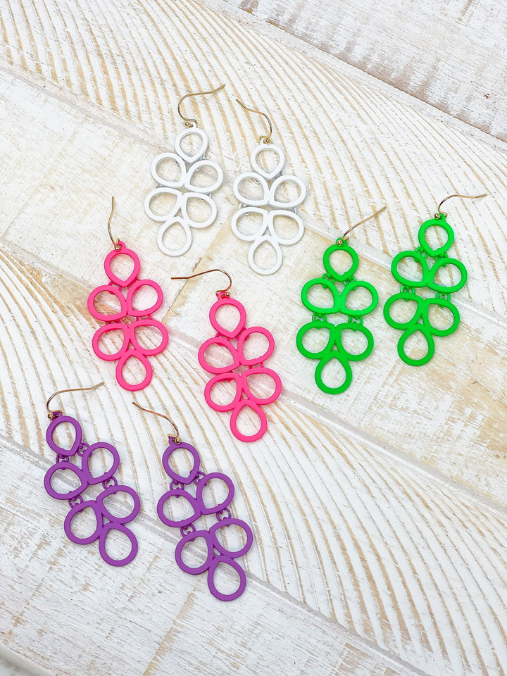 Coil Statement Dangle Earrings - Neon Pink