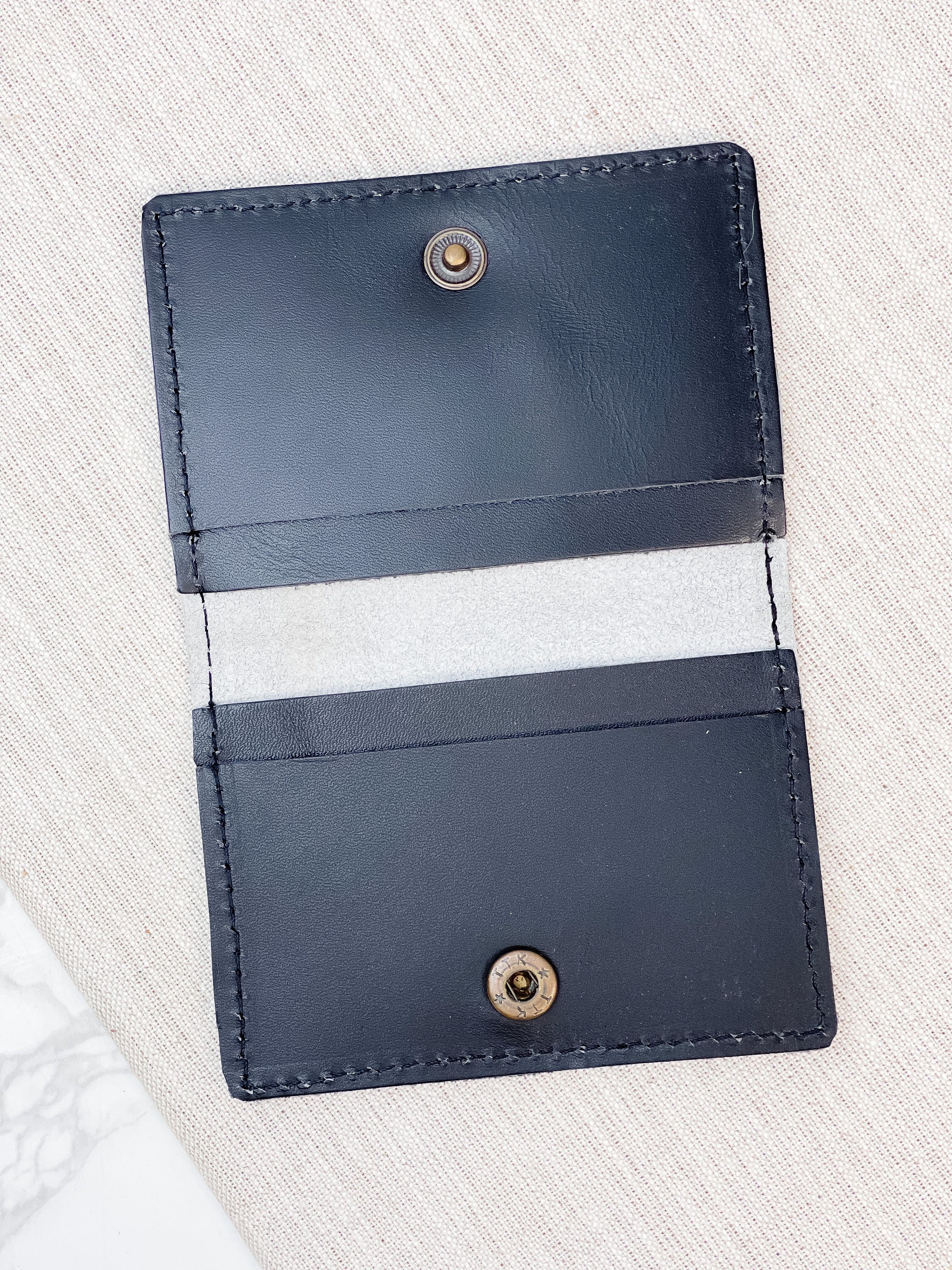 Leather Credit Card Holder - Black & White