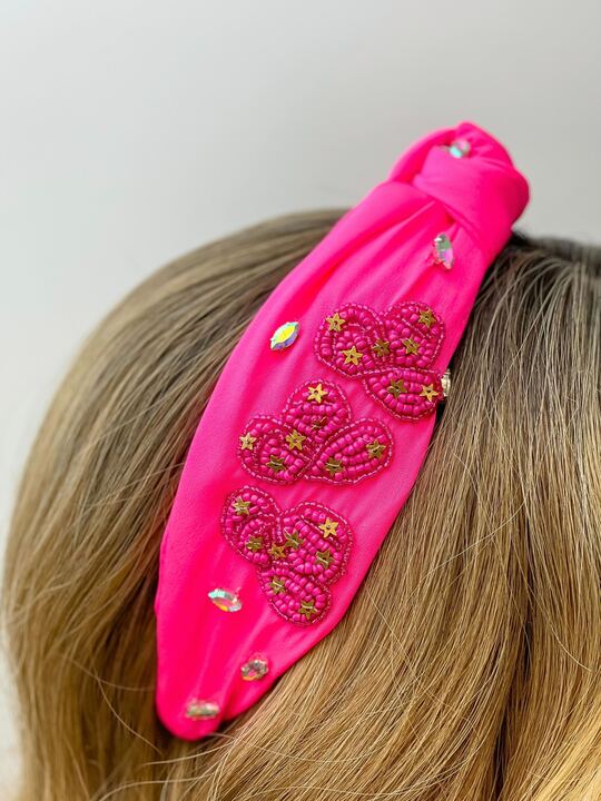 Cowgirl Embellished Headband - Hot Pink