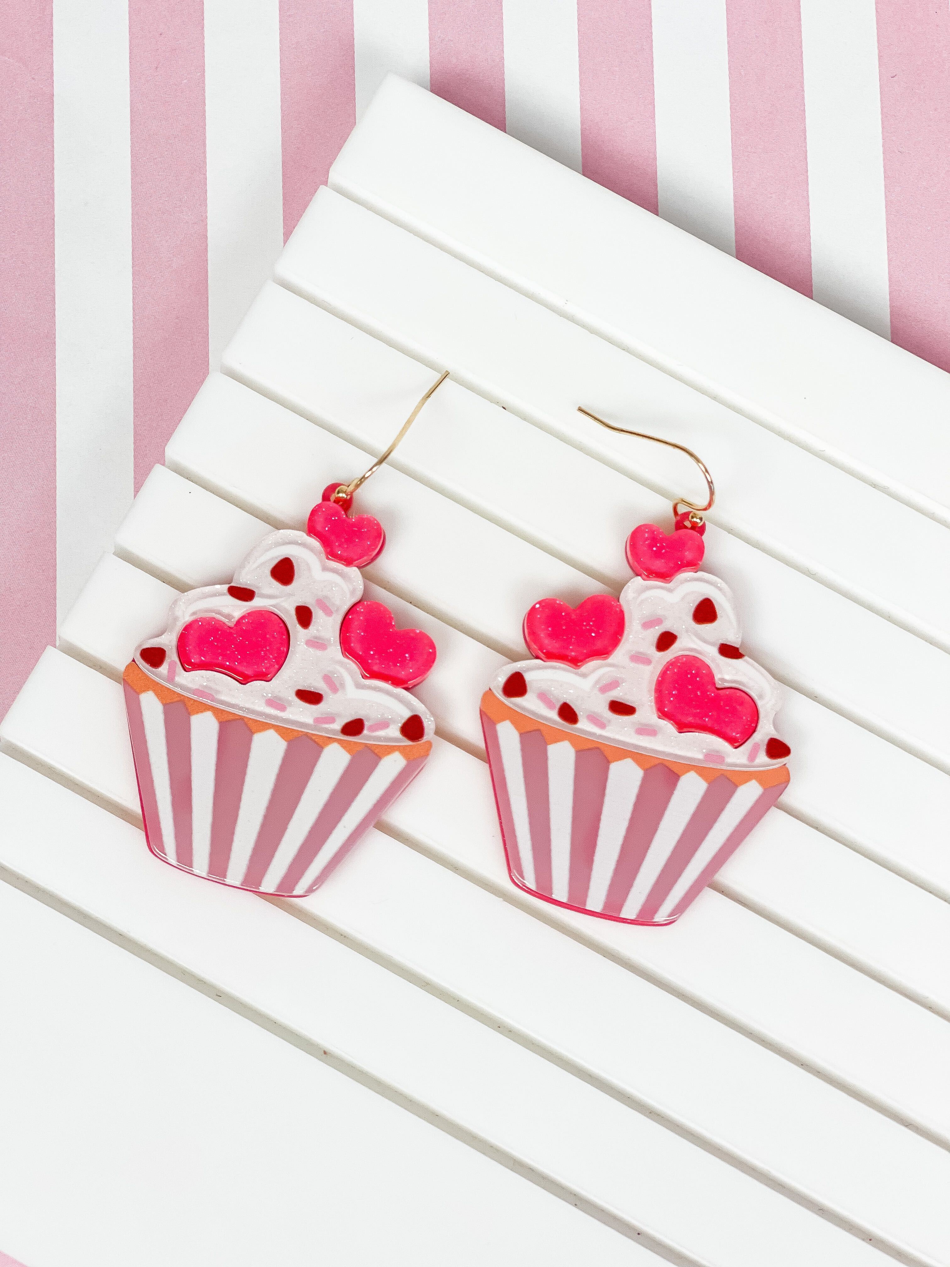 Valentine's Cupcake Dangle Earrings
