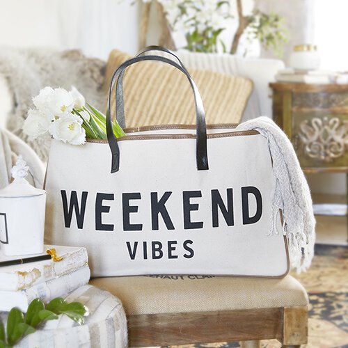 'Weekend Vibes' Canvas Tote