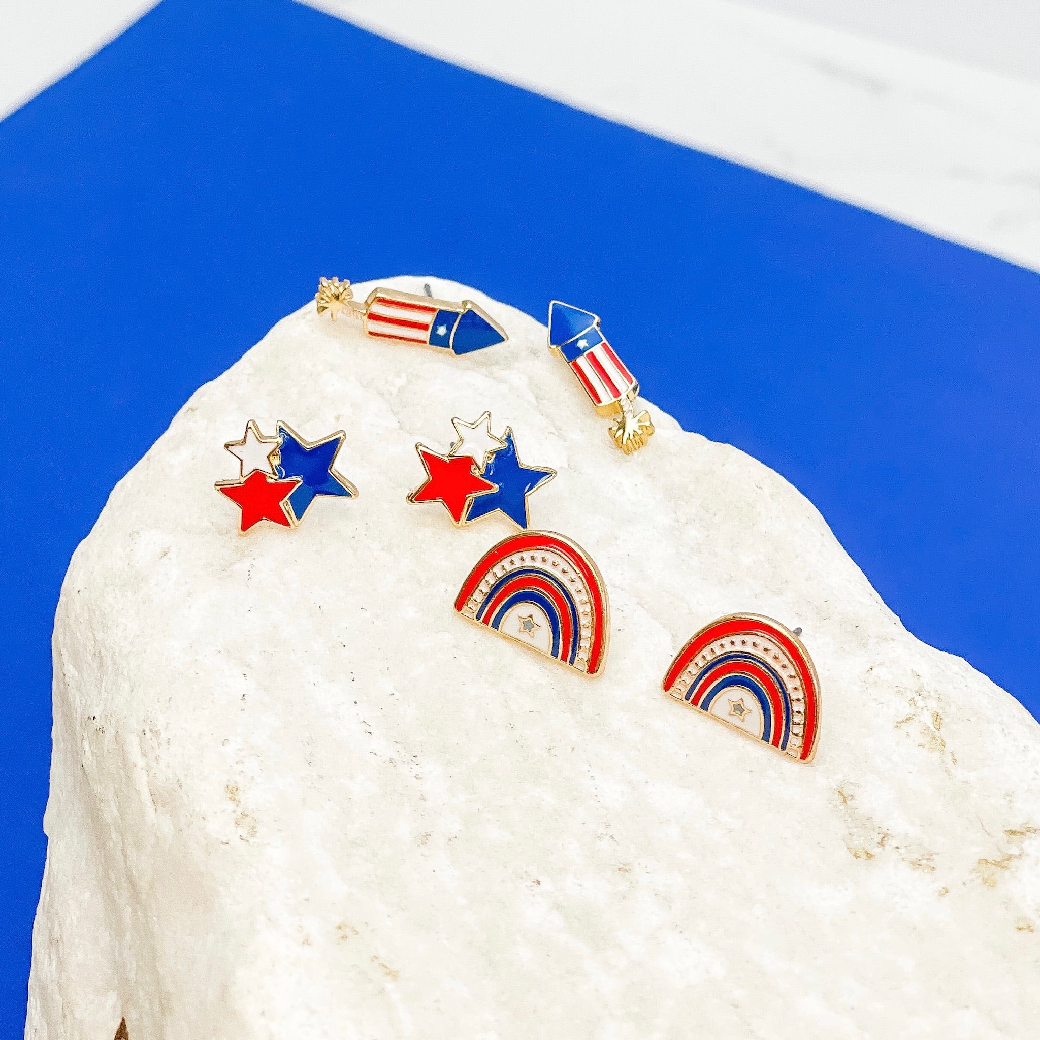 4th of July Rocket Signature Enamel Studs by Prep Obsessed