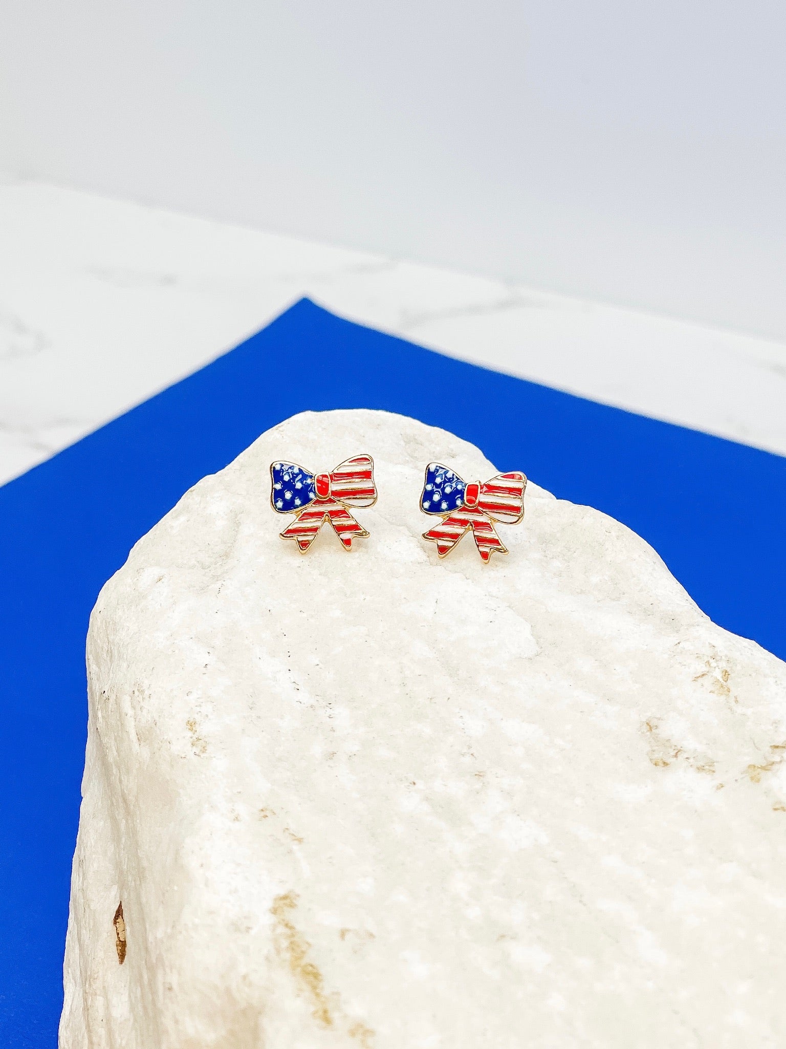 American Flag Bow Signature Enamel Studs by Prep Obsessed