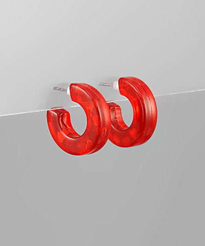 Small Valentine's Hoop Earrings - Red