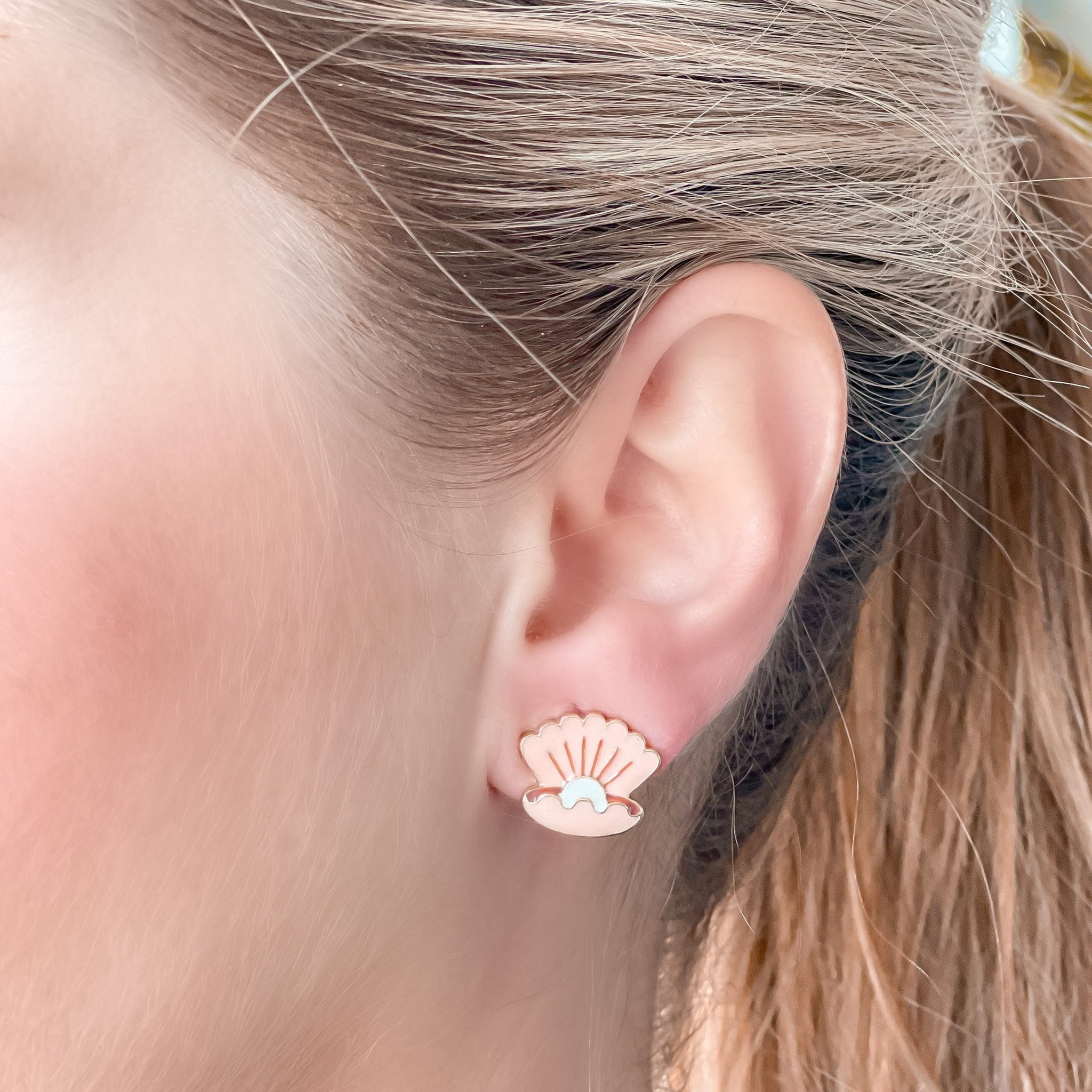Pearl Shell Signature Enamel Studs by Prep Obsessed