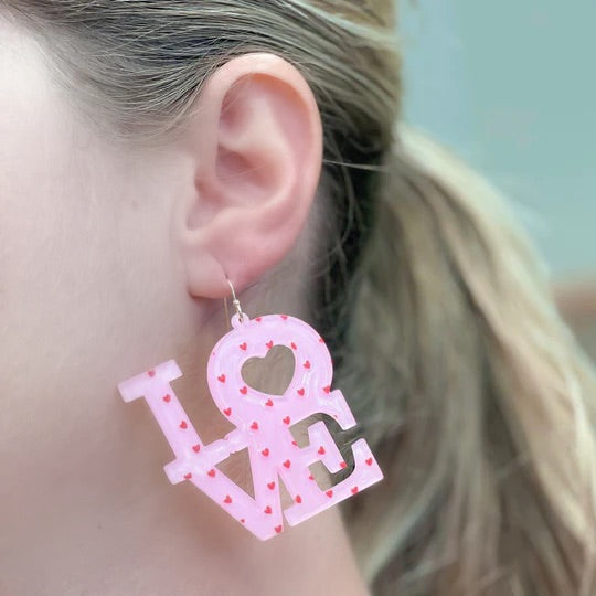 Mini Heart 'Love' Dangle Earrings