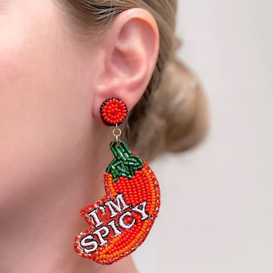 'I'm Spicy' Beaded Statement Earrings