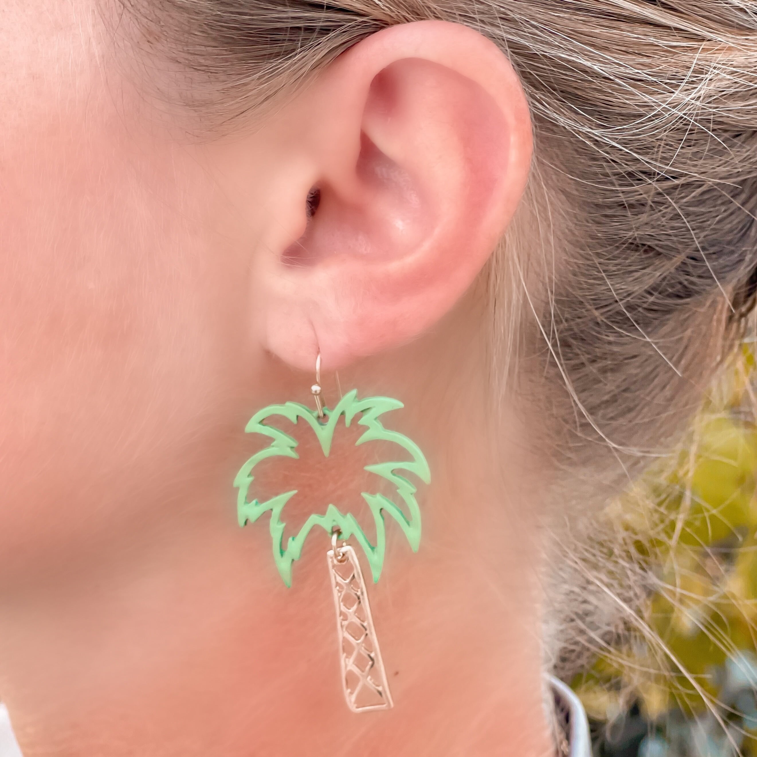 Palm Tree Metal Dangle Earrings