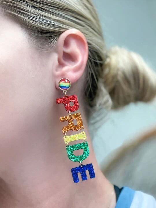 Glitter 'Pride' Drop Earrings