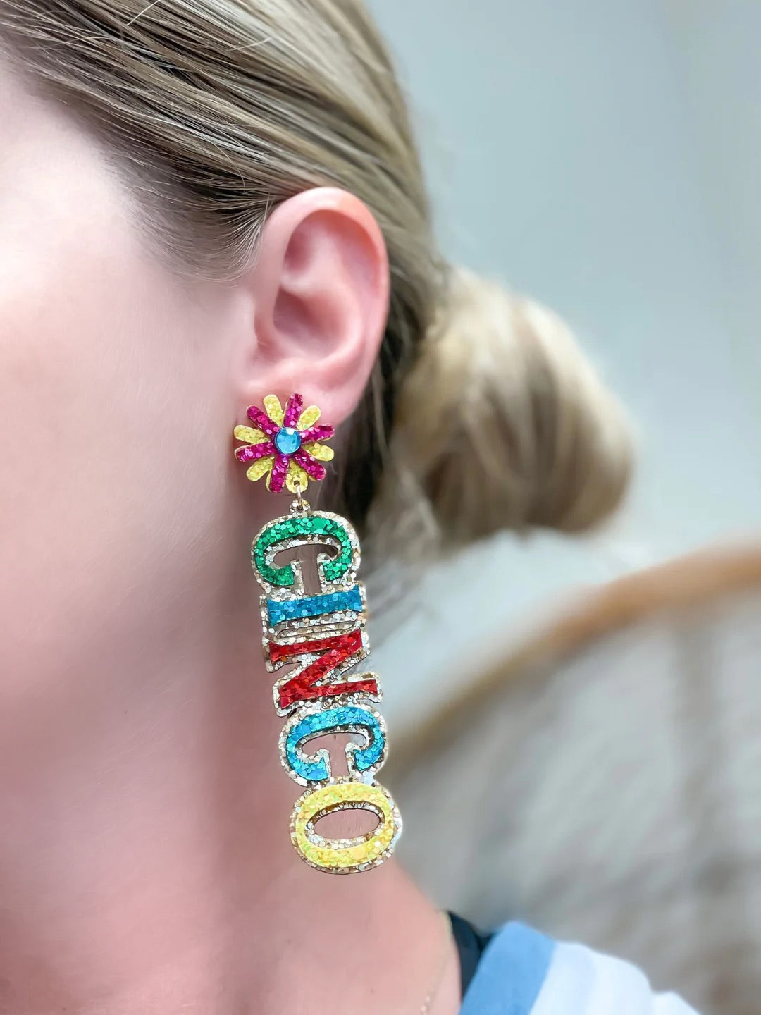 Glitter 'Cinco De Mayo' Drop Earrings
