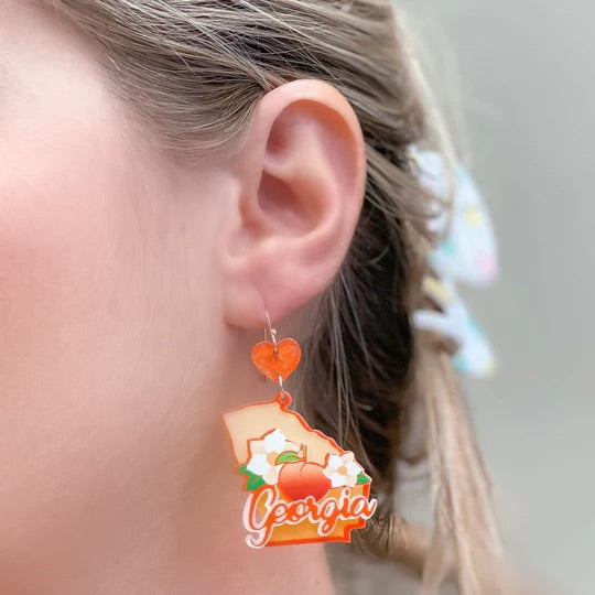State Icon Dangle Earrings - Georgia