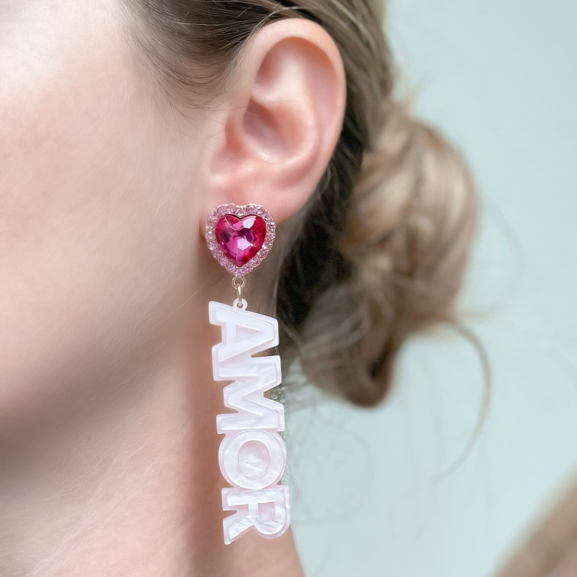 'Amor’ Acrylic Dangle Earrings