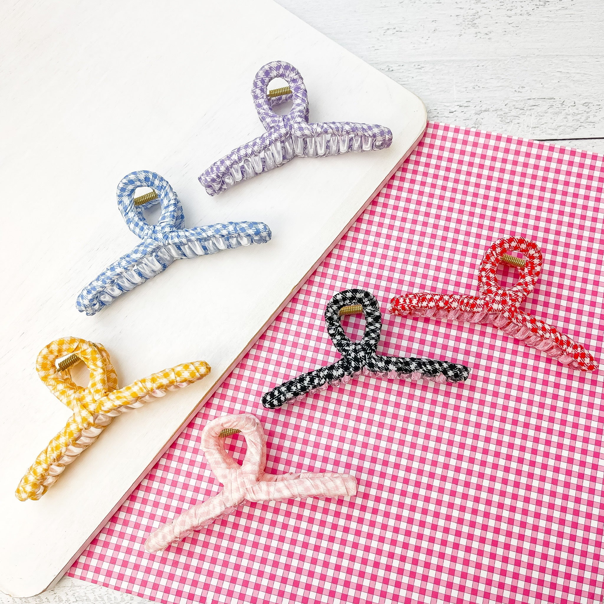 Gingham Claw Hair Clip - Yellow